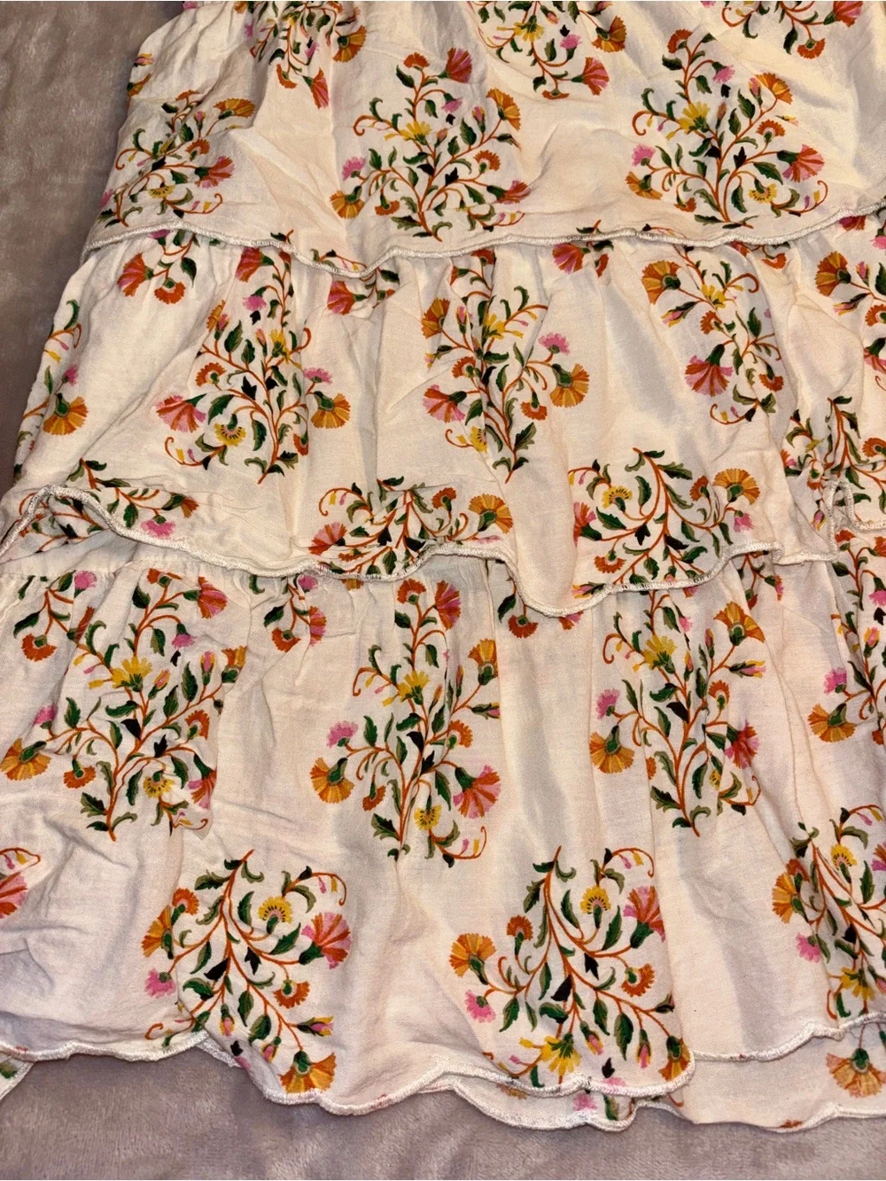Old Navy Tiered Floral Dress Cottage Core Fairy Whimsical Youth Large (10-12)
